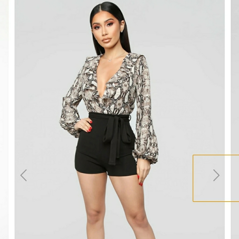 FashonNova long-sleeved snake print Romper